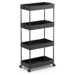 Czarny wózek 4-poziomowy pomocniczy do kuchni łazienki biura