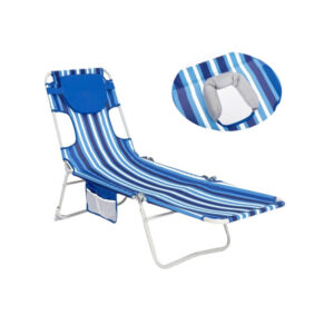 Składany leżak plażowy z otworem na twarz 187x55 cm
