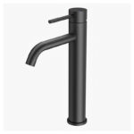 Czarna wysoka bateria umywalkowa nablatowa