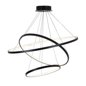 Lampa Wisząca LED Nowoczesna Czarna Spirala 3 Pierścienie