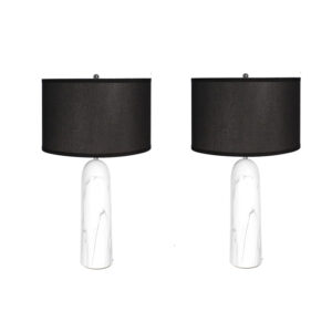 Komplet 2 eleganckich lamp stołowych z czarnym abażurem