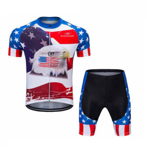 Strój rowerowy kolarski USA EU L Orzeł, flaga USA Koszulka + spodenki wkładka
