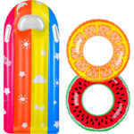 Zestaw dmuchany materac + 2 koła do pływania