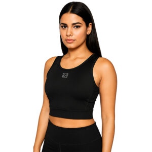 Czarna koszulka top sportowy z logo XS (EU)