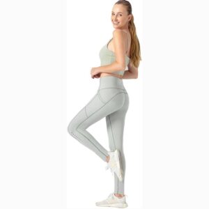 Damskie legginsy sportowe z kieszeniami M szare