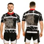 Strój rowerowy kolarski męski XL krótki rękaw spodnie wkładka wydłużony tył