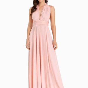 Sukienka maxi wielofunkcyjna wiązana łososiowa elegancka M/L