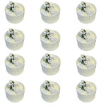 Zestaw 12 okrągłych ozdobnych pudełek na ślub wesele 7x7cm