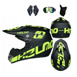 Kask crossowy S 52–53 cm gogle ochronne rękawice oraz kominiarka