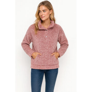 Różowa pluszowa bluza sweter damski  L