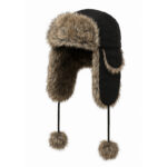 Czapka ocieplana pilotka zimowa uniseks czarna obwód 57–59 cm