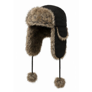 Czapka ocieplana pilotka zimowa uniseks czarna obwód 57–59 cm