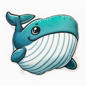 Poduszka dekoracyjna pluszowa Wieloryb 40x35 cm