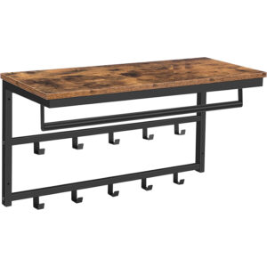 Półka ścienna z drążkiem i haczykami do przedpokoju