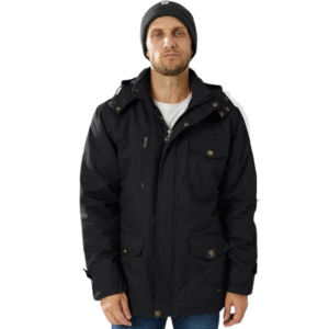 Męska czarna ocieplana kurtka zimowa z kapturem rozmiar XXXL