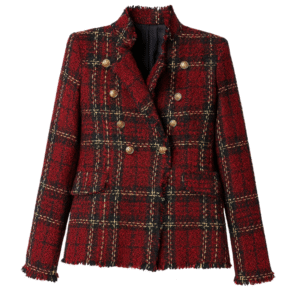 Marynarka damska w kratę czerwono-czarna elegancka M