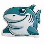 Poduszka dekoracyjna pluszowa Rekin turkusowa 42x35 cm