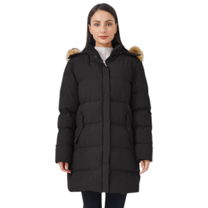 Długa czarna kurtka damska casual z kapturem rozmiar M