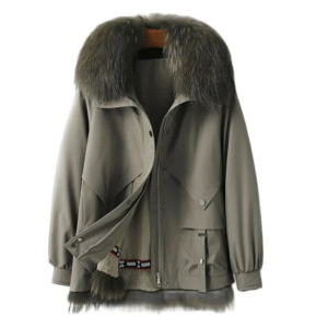 Damska parka khaki z futrem ocieplana rozmiar XL