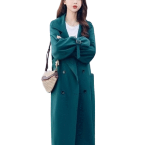 Damski płaszcz zielony dwurzędowy jesień zima rozmiar M