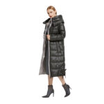 Długa damska parka grafitowa z kapturem L