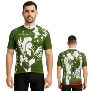Koszulka rowerowa kolarska krótki rękaw męska L zielono biała