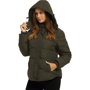 Zielona damska kurtka zimowa z odpinanym kapturem XL