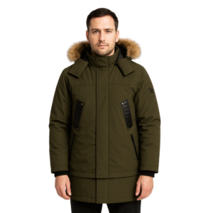 Męska kurtka zimowa khaki wodoodporna z odpinanym dołem L