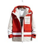 Męska kurtka casual czerwono biała z kapturem XXL