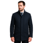 Męski płaszcz elegancki ciemny granat L