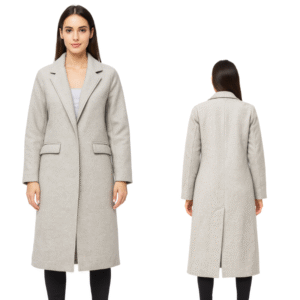 Klasyczny płaszcz damski szary elegancki długi L