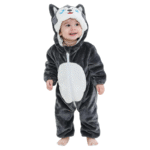 Szary kombinezon dziecięcy husky z uszkami 68/74