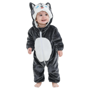 Szary kombinezon dziecięcy husky z uszkami 68/74