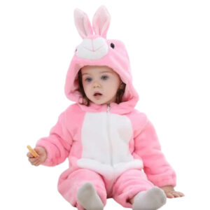 Piżama dziecięca kombinezon królik róż biały 86/92