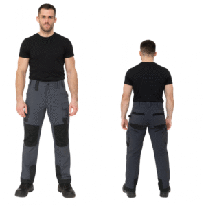 Spodnie robocze męskie szare z kieszeniami i nakolannikami EU 52