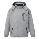 Szara kurtka męska outdoor wodoodporna z kapturem L