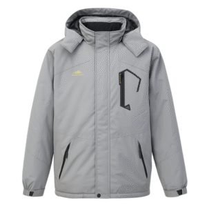 Szara kurtka męska outdoor wodoodporna z kapturem L