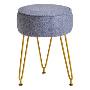 Pufa taboret okrągły szary na złotych nogach