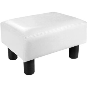Pufa biała podnóżek ekoskóra miękka