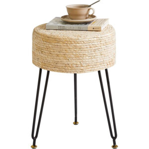 Nowoczesna pufa boho z trawy morskiej