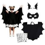 Strój nietoperza halloween dla dziecka skrzydła maska przebranie