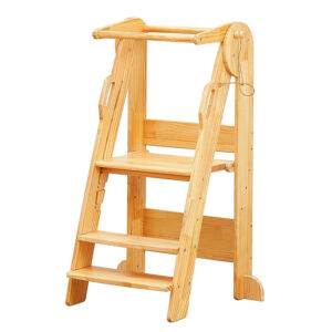 Składana drabinka kuchenna z drewna dla dzieci
