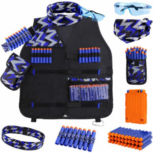 Zestaw Kamizelka Taktyczna Magazynek Strzałki Okulary Maska do Nerf