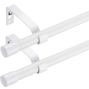 Zestaw 2× drążek do zasłon regulowany 76–300 cm stal nierdzewna Ø16 mm