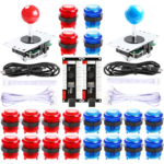 Zestaw arcade DIY 2 graczy USB PC joysticki LED czerwono niebieski