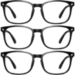 Damskie okulary do czytania +1.25 czarne filtr światła niebieskiego 3 sztuki