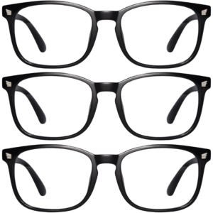 Damskie okulary do czytania +1.25 czarne filtr światła niebieskiego 3 sztuki