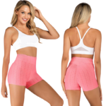 Damskie szorty legginsy push up pudrowy róż wyszczuplający wysoki stan M