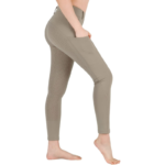 Spodnie jeździeckie damskie khaki z pełnym lejem silikonowym EU 44