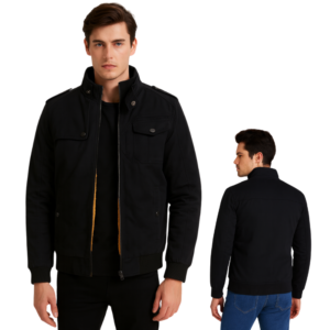 Czarna męska kurtka pilotka z futerkiem ocieplana M